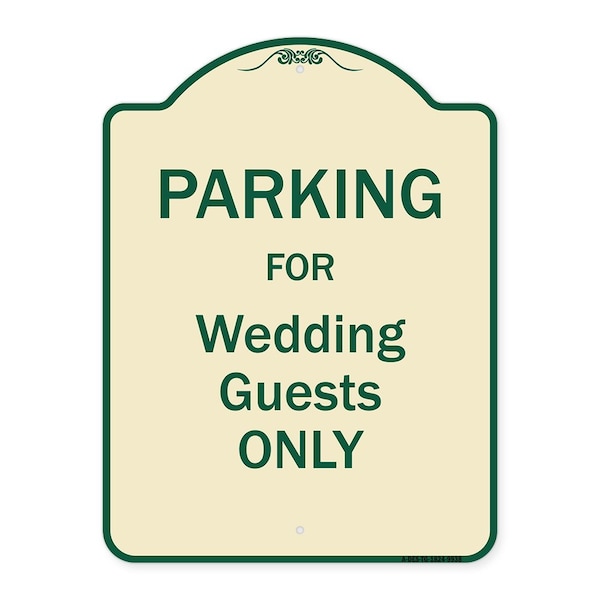Designer Series-Parking For Wedding Guests Only Tan & Green Heavy-Gauge Aluminum